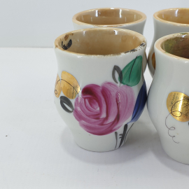 Керамические чашки-горшочки с рисунком цветов, цена за комплект. Картинка 3